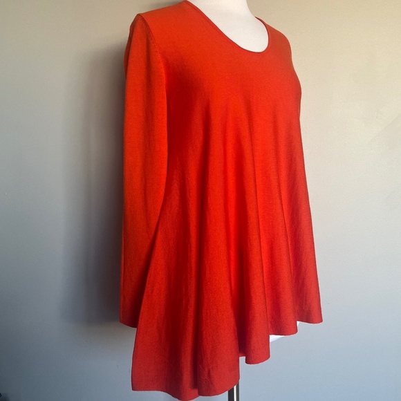 COS Red Orange Asymmetrical Hem Casual Flowing  Sweater Tunic Dress 100% wool - Picture 12 of 16